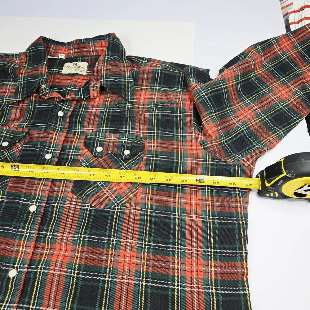 Vintage Dee Cee Shirt Mens XL Western Pearl Snap Plaid Made in USA 90s‎